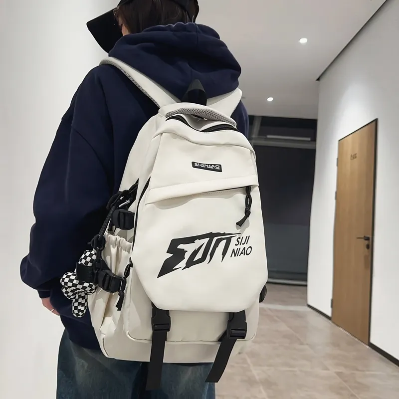 DCLOUD Nylon Backpack Unisex Black/Red/Gray/White/Blue-15