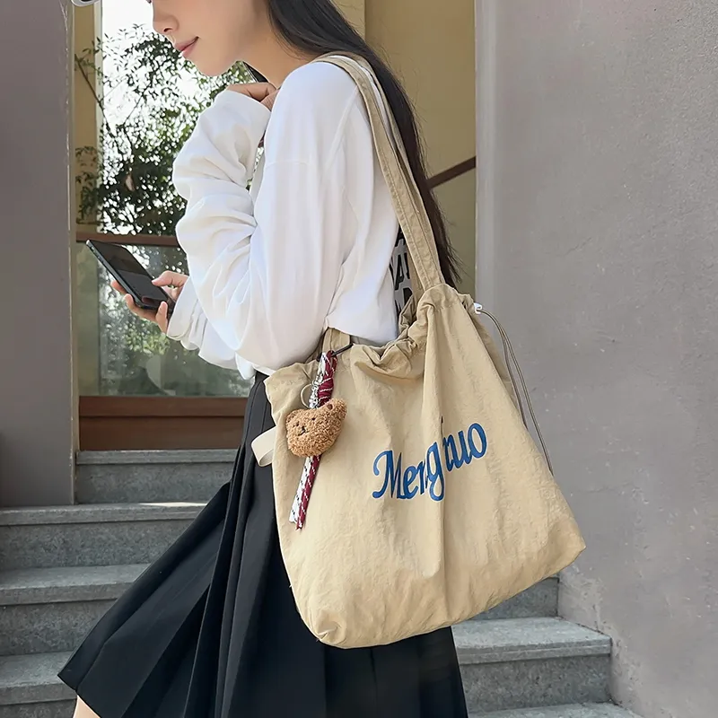 DCLOUD Nylon Tote Bag Shoulder Bag Women's Yellow/White/Gray/Black/Blue/Khaki/Red-19