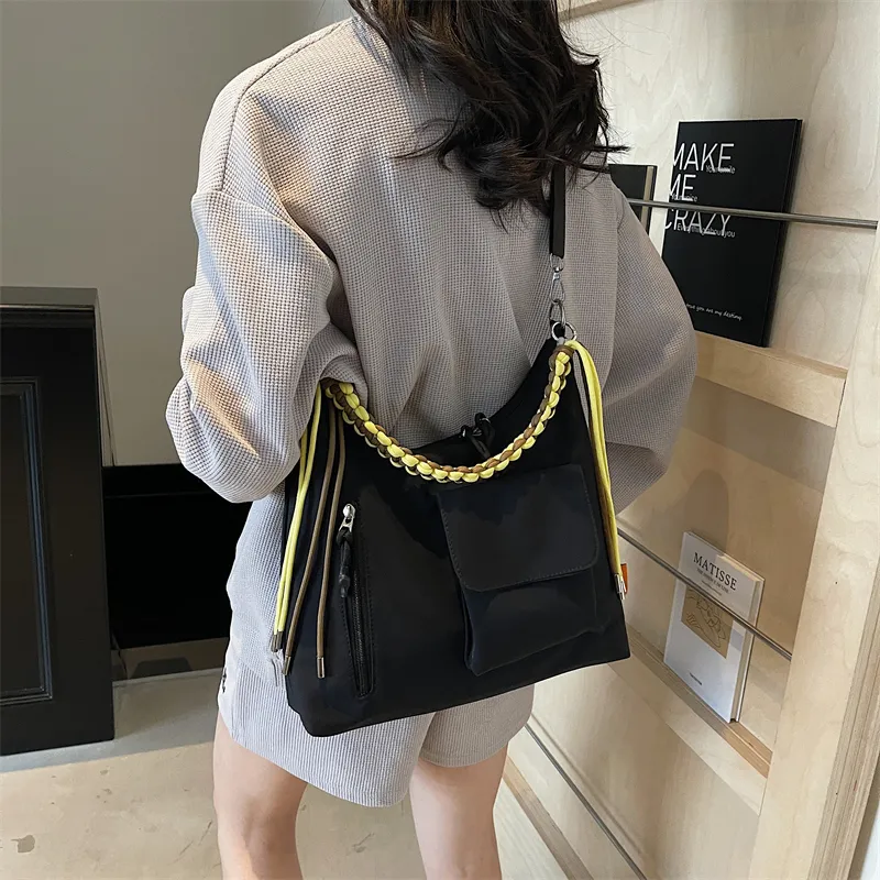 DCLOUD Canvas Tote Canvas Bag, Shoulder Bag Regular Women's Ecru/Black-12
