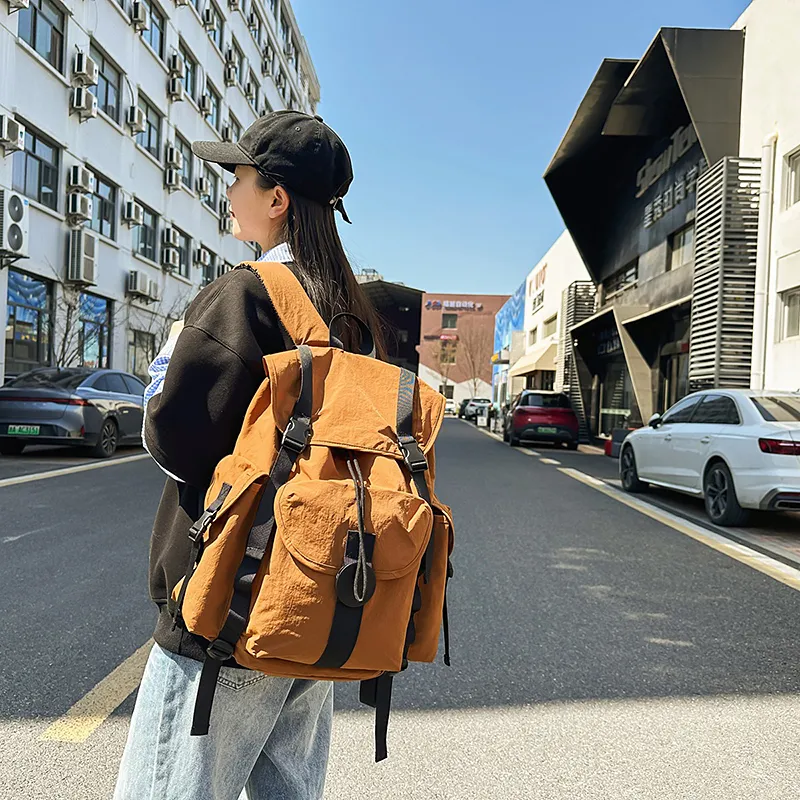 DCLOUD Nylon Backpack Unisex Orange/White/Black/Green/Light Gray-5
