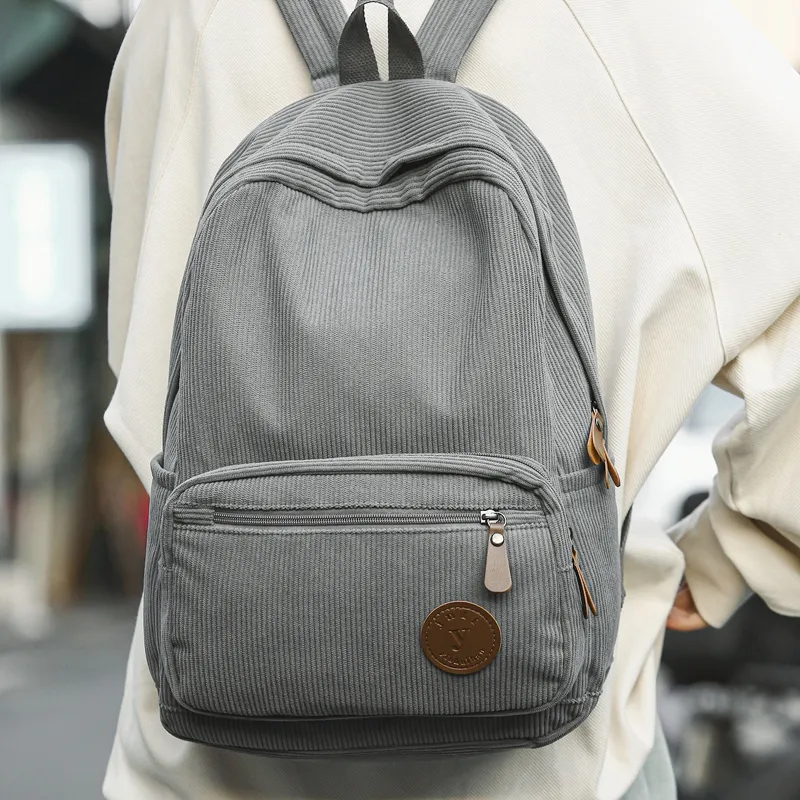 DCLOUD Corduroy Backpack Unisex White/Black/Green/Gray/Khaki-17