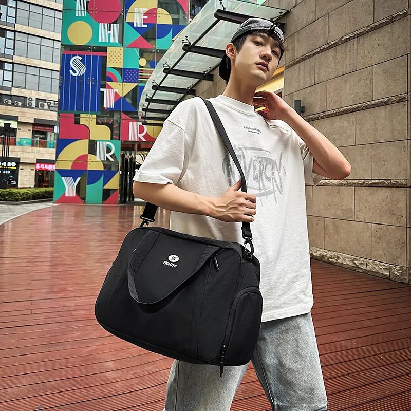 DCLOUD Nylon Travel Bag Unisex Ecru/Black-12