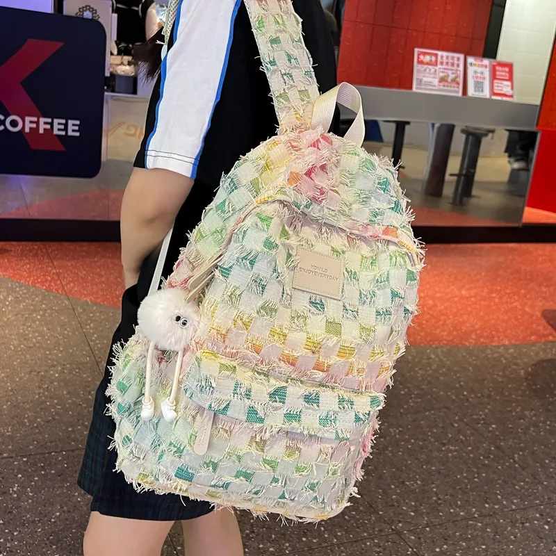 DCLOUD Canvas Backpack Regular Women's Multicolor-5