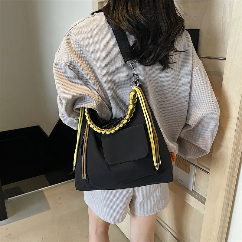 DCLOUD Canvas Tote Canvas Bag, Shoulder Bag Regular Women's Ecru/Black-9