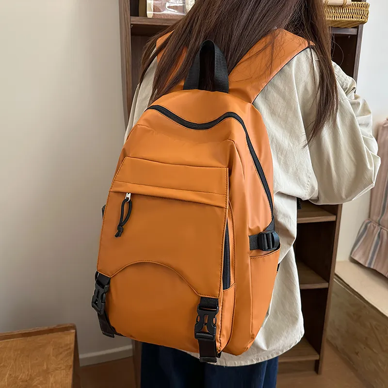 DCLOUD PU Backpack Small Size Unisex Orange/Ecru/Black/Gray/Pea Green-5