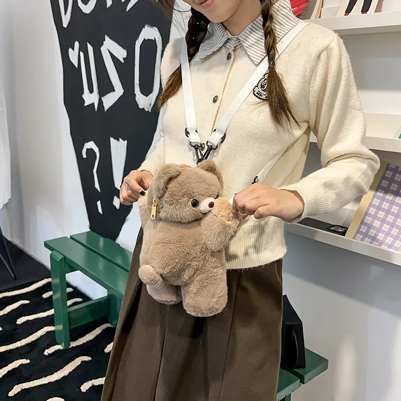 DCLOUD Plush Backpack Trumpets Women's Brown Bear/Khaki Bear/White Puppy/White Lamb-7