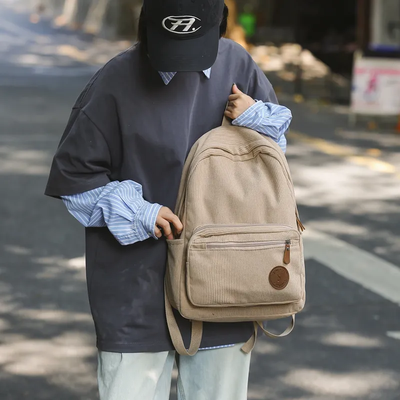 DCLOUD Corduroy Backpack Unisex White/Black/Green/Gray/Khaki-23