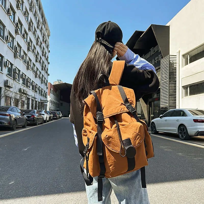 DCLOUD Nylon Backpack Unisex Orange/White/Black/Green/Light Gray-4