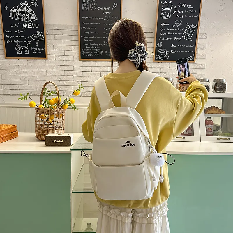 DCLOUD Nylon Backpack Unisex White/Black/Blue/Pink/Yellow/Khaki-3