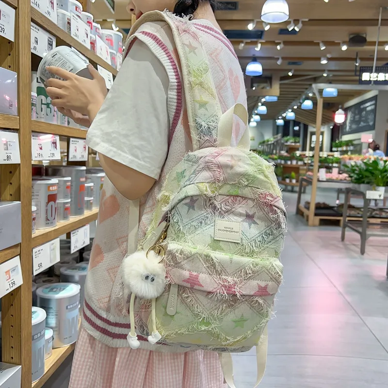 DCLOUD Canvas Backpack Regular Women's Multicolor-1
