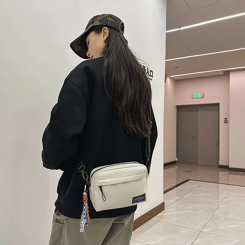DCLOUD Nylon Backpack, Shoulder Bag, Crossbody Bag Regular Unisex White/Black/Yellow/Orange/Red-5
