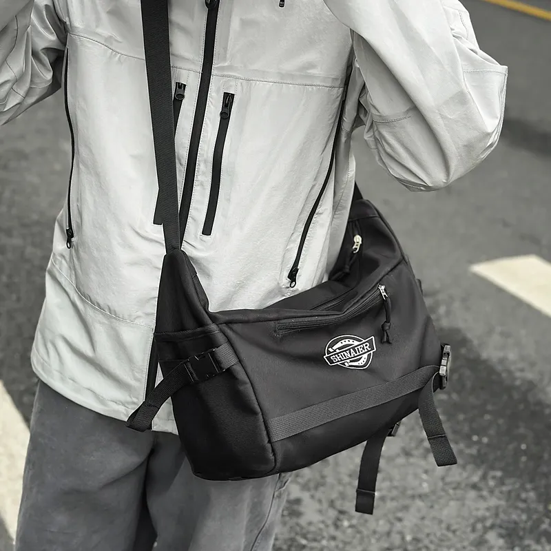 DCLOUD Nylon Messenger Bag, Crossbody Bag Unisex White/Black/Blue/Khaki/Red-8