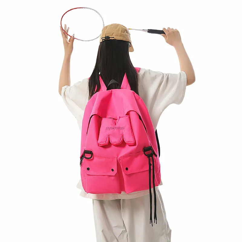 DCLOUD Nylon Backpack Regular Unisex Neon Green/Black/Neon Pink-17