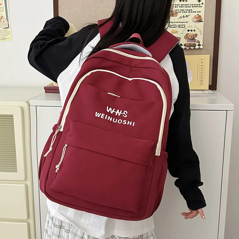 DCLOUD Nylon Backpack Regular Women's White & Red/Blue/Red/Black-11