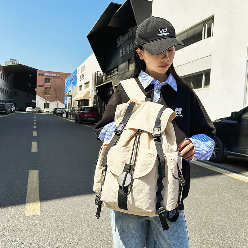 DCLOUD Nylon Backpack Unisex Orange/White/Black/Green/Light Gray-11