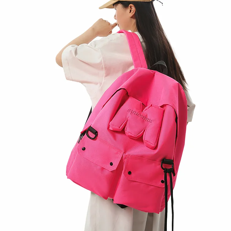 DCLOUD Nylon Backpack Regular Unisex Neon Green/Black/Neon Pink-15