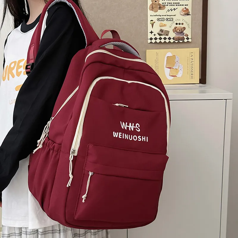 DCLOUD Nylon Backpack Regular Women's White & Red/Blue/Red/Black-13
