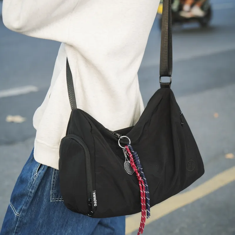 DCLOUD Nylon Shoulder Bag Small Size Large Size Unisex Khaki/Black-6