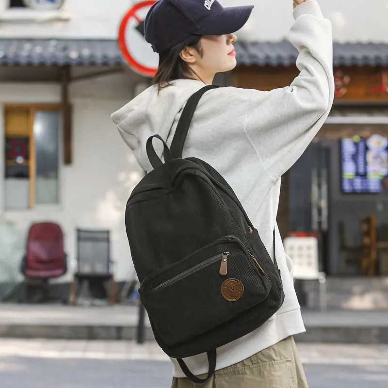 DCLOUD Corduroy Backpack Unisex White/Black/Green/Gray/Khaki-6