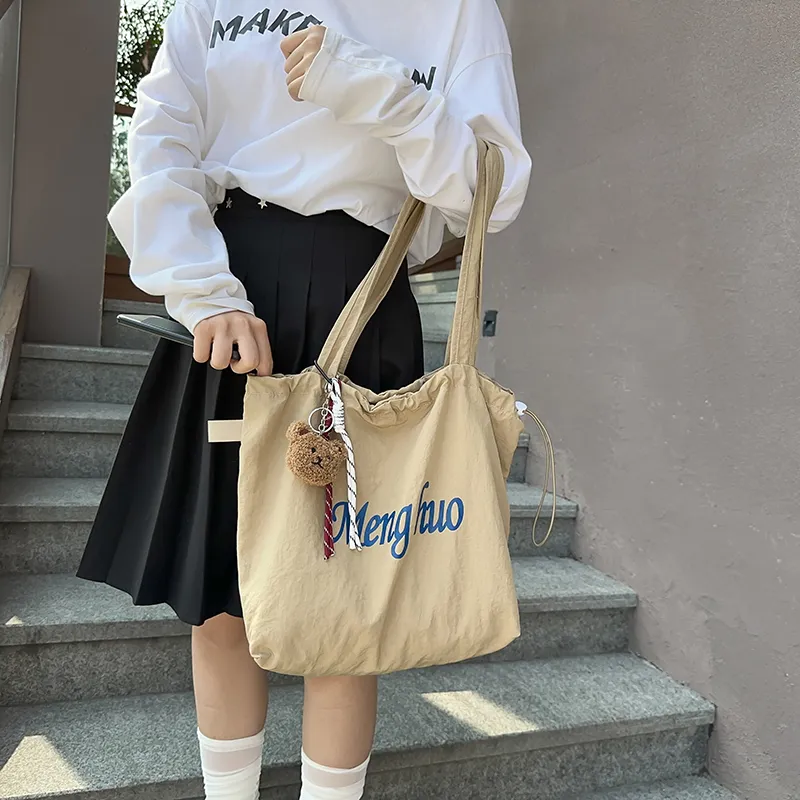 DCLOUD Nylon Tote Bag Shoulder Bag Women's Yellow/White/Gray/Black/Blue/Khaki/Red-18