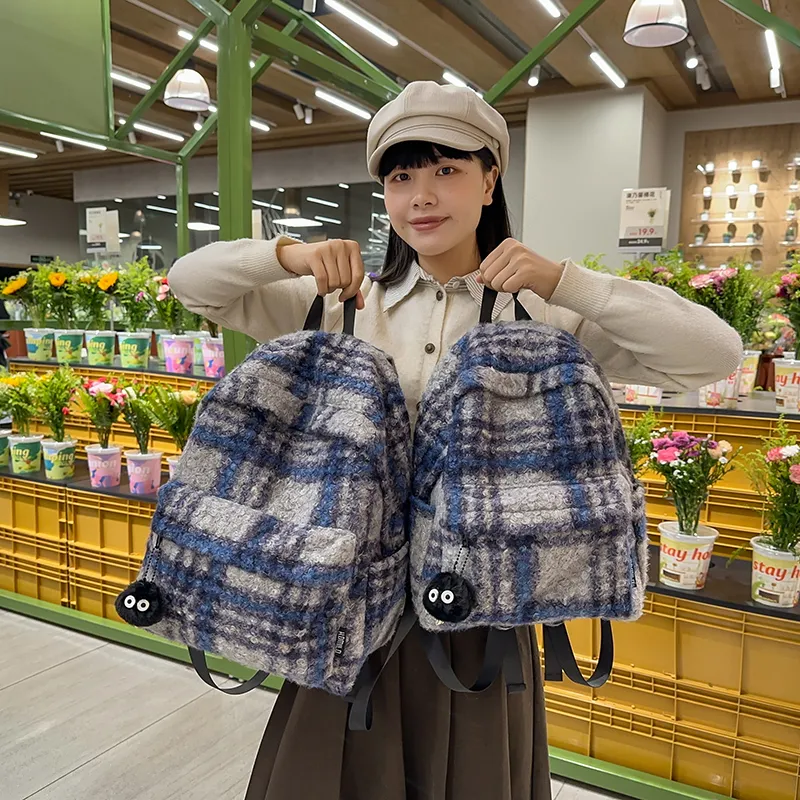 DCLOUD Woolen Backpack Large Size Unisex Black/Blue Orange/Gray Blue/White Green/Blue Purple-25