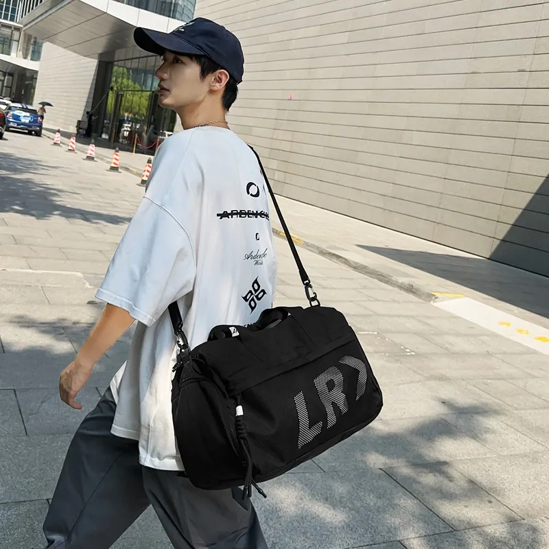 DCLOUD Nylon With Mesh Travel Bag 30L Unisex Black/Grey With Brown-1
