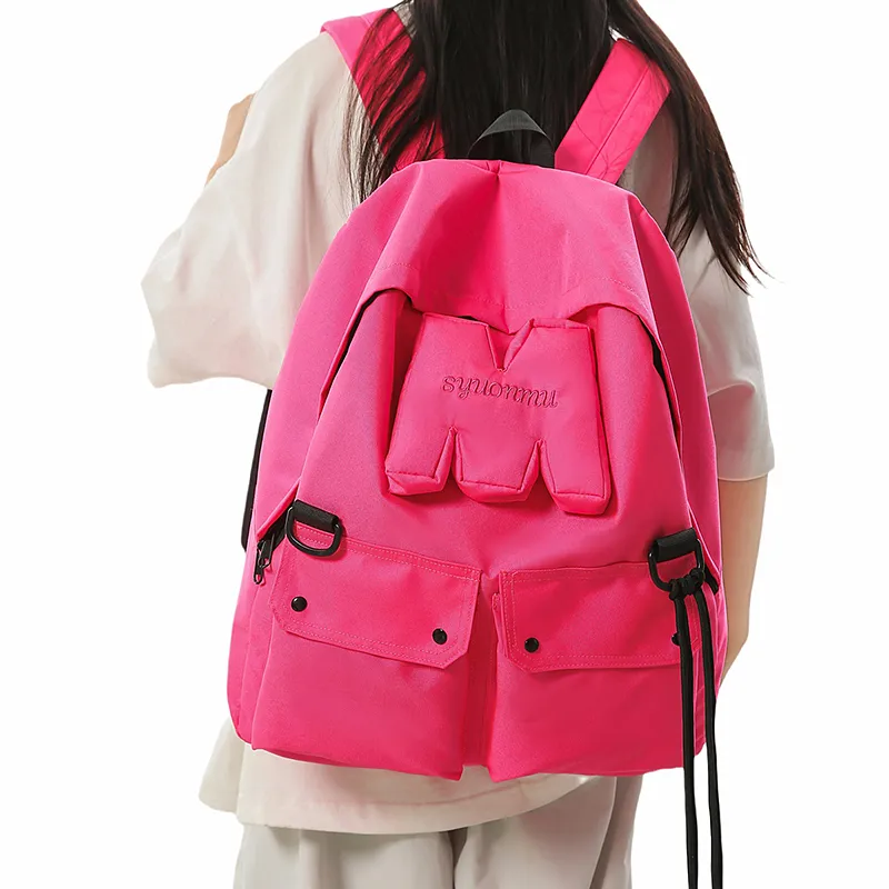 DCLOUD Nylon Backpack Regular Unisex Neon Green/Black/Neon Pink-16