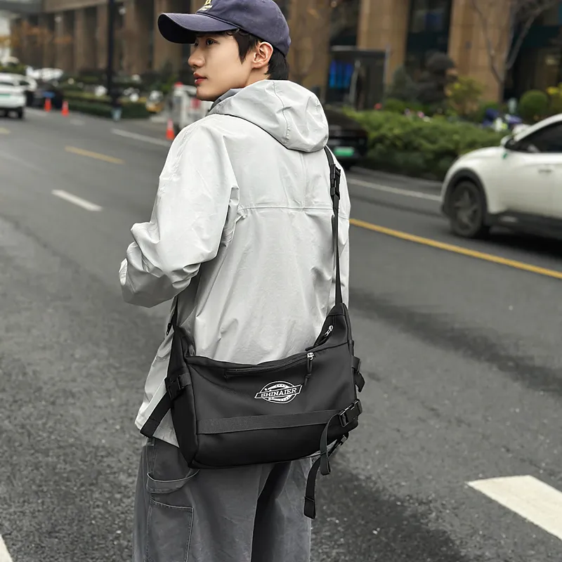 DCLOUD Nylon Messenger Bag, Crossbody Bag Unisex White/Black/Blue/Khaki/Red-11