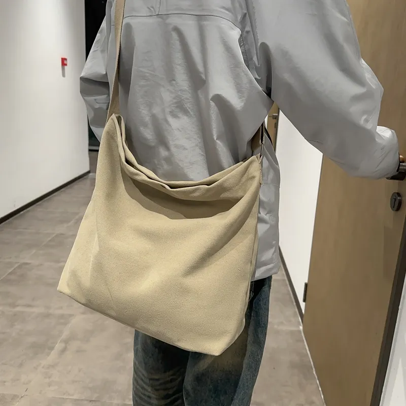 DCLOUD Canvas Backpack Crossbody Bag Regular Unisex Khaki/Black/Gray/Brown/Green-1