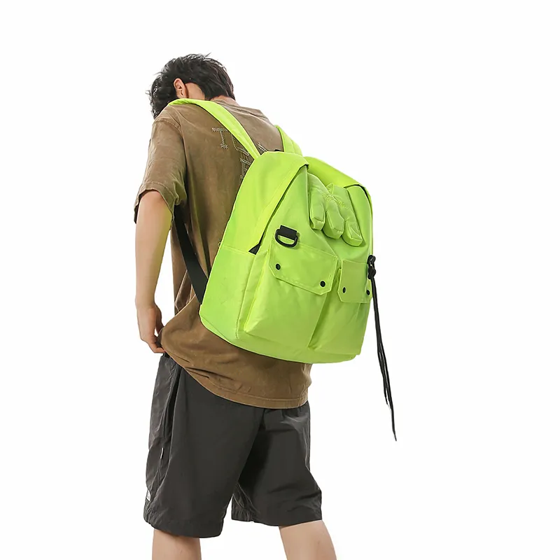 DCLOUD Nylon Backpack Regular Unisex Neon Green/Black/Neon Pink-1