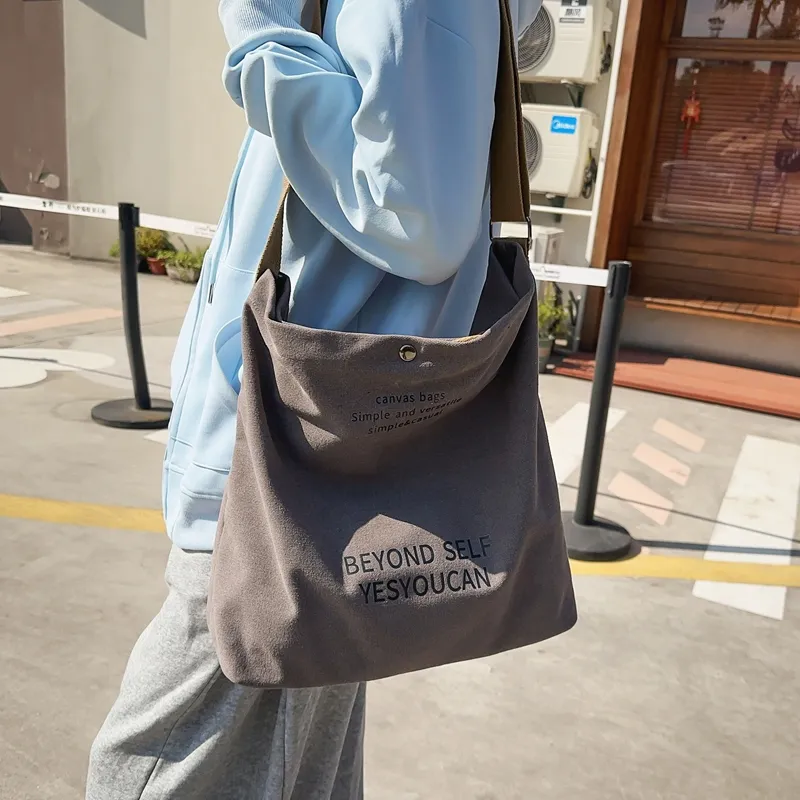 DCLOUD Canvas Handbag Regular Unisex Khaki/Black/Gray/Brown/Green-8