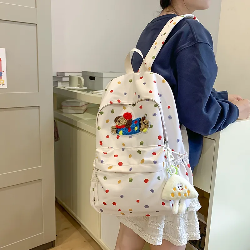 DCLOUD Nylon Backpack Women's Blue/White/Yellow-6