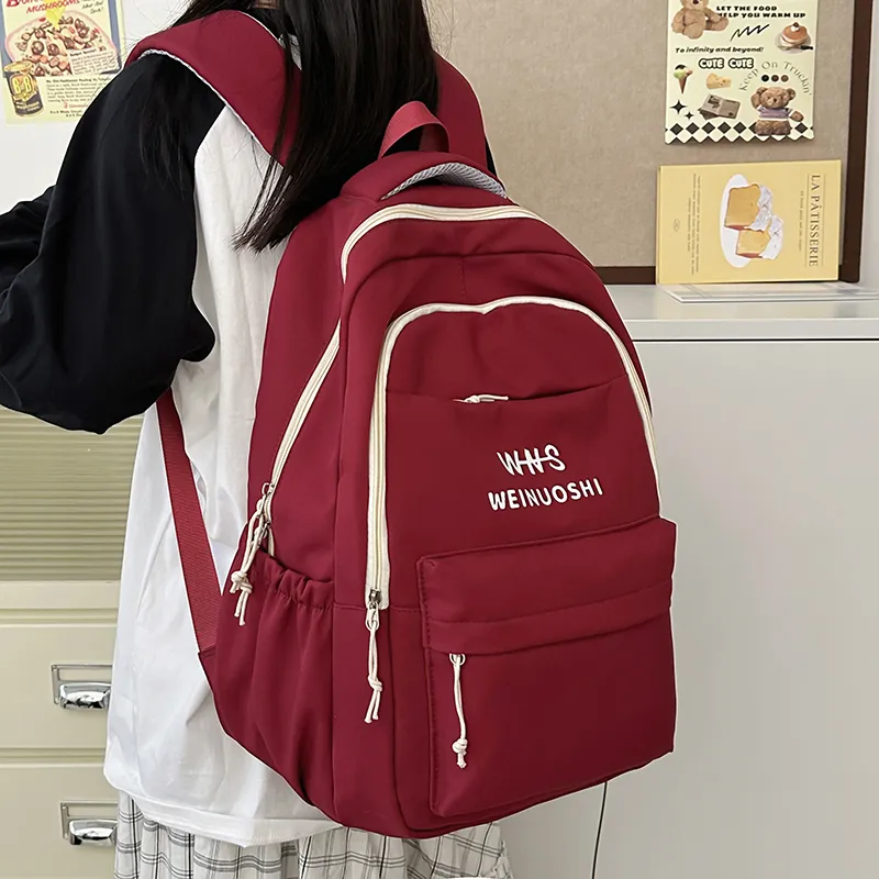DCLOUD Nylon Backpack Regular Women's White & Red/Blue/Red/Black-14