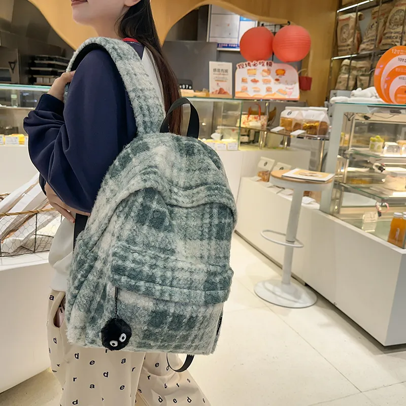 DCLOUD Woolen Backpack Large Size Unisex Black/Blue Orange/Gray Blue/White Green/Blue Purple-22