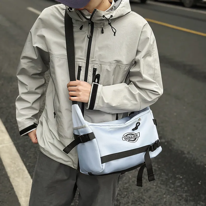 DCLOUD Nylon Messenger Bag, Crossbody Bag Unisex White/Black/Blue/Khaki/Red-16