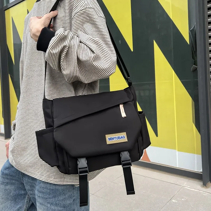 DCLOUD Composite Cloth Backpack Shoulder Bag Crossbody Bag Unisex Ecru Khaki/Green Khaki/Red Khaki/Black-15