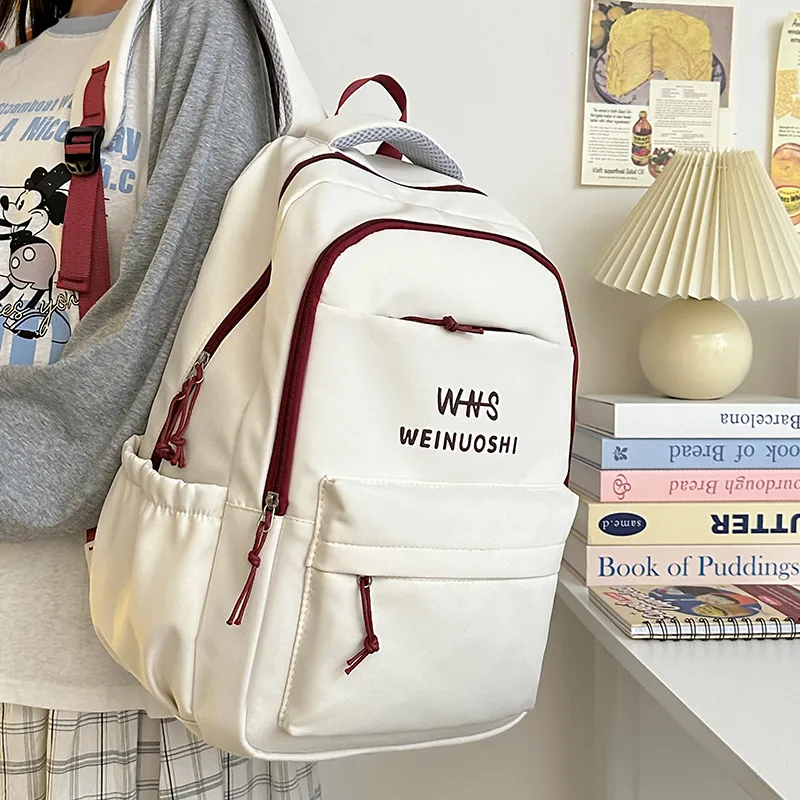 DCLOUD Nylon Backpack Regular Women's White & Red/Blue/Red/Black-2