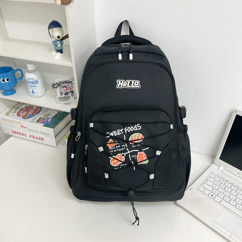 DCLOUD Composite Cloth Backpack Unisex Red/Coffee/Gray/Black/Blue-14