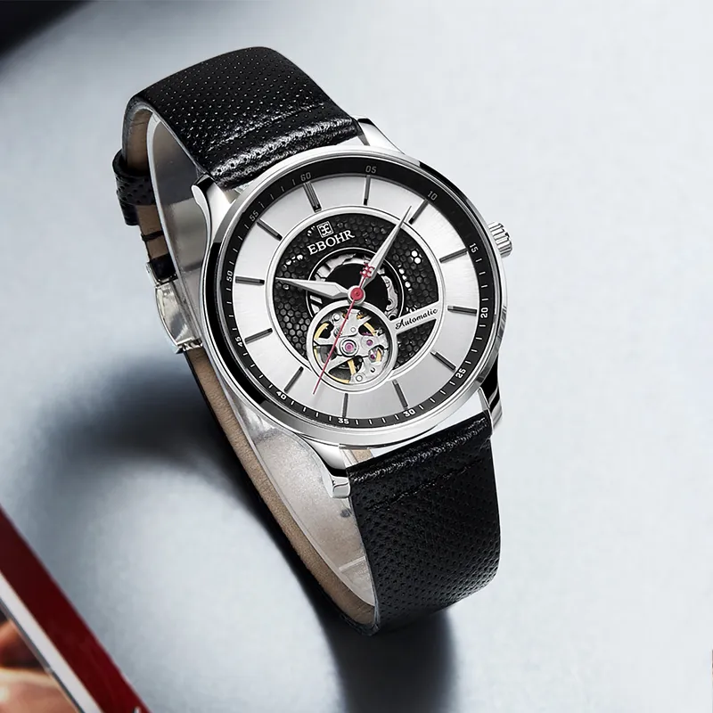 EBOHR Mechanical Movement Watch Men Silver Dial-2