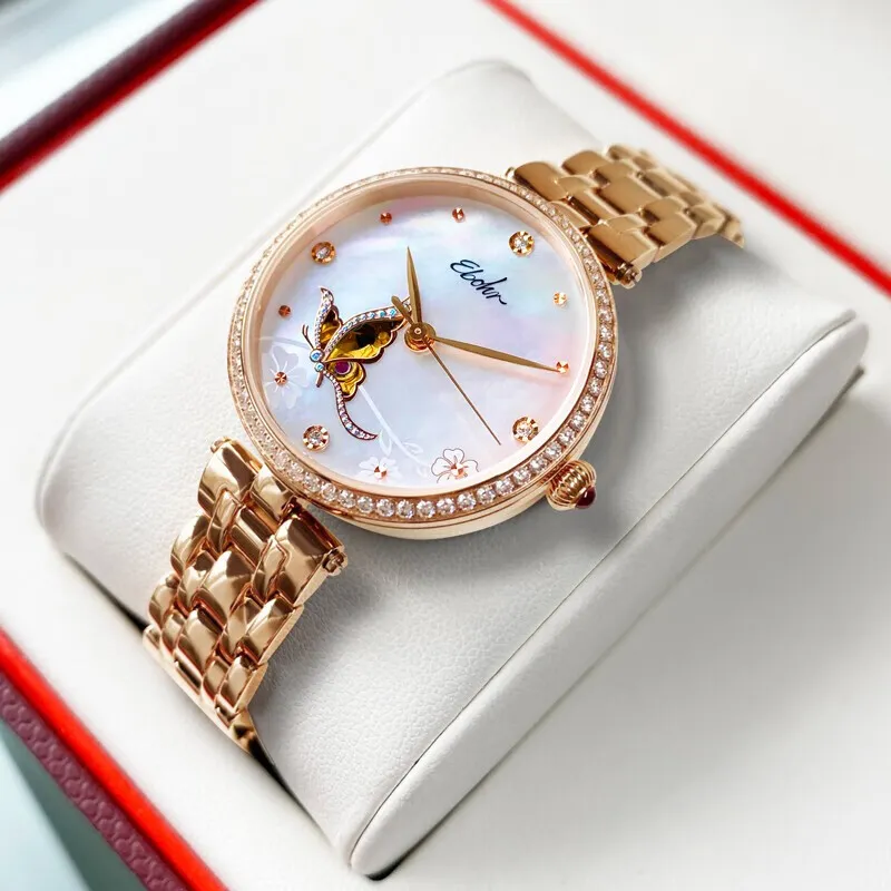 EBOHR Revenge Collection Mechanical Movement Watch Women's Mother-of-Pearl Color Watch Dial-3
