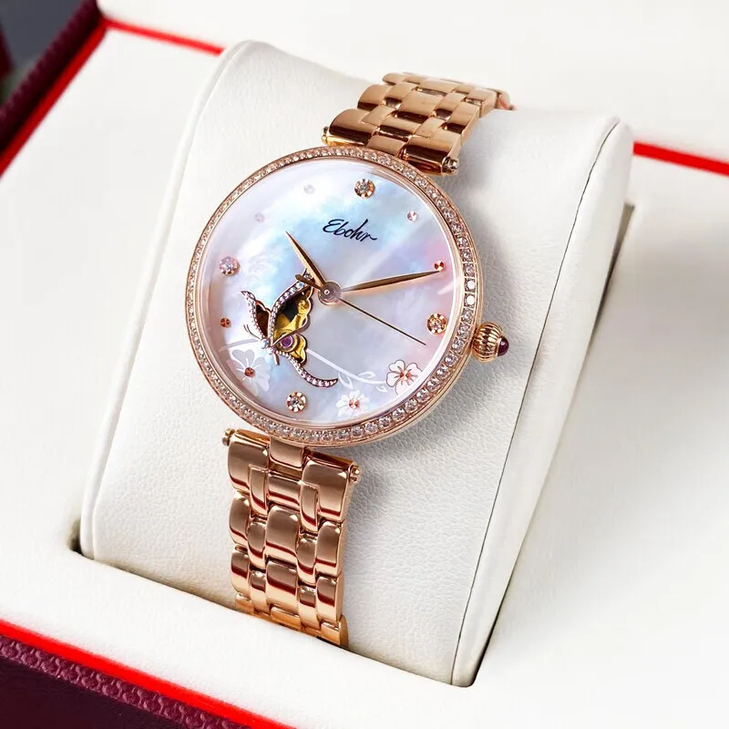 EBOHR Revenge Collection Mechanical Movement Watch Women's Mother-of-Pearl Color Watch Dial-2
