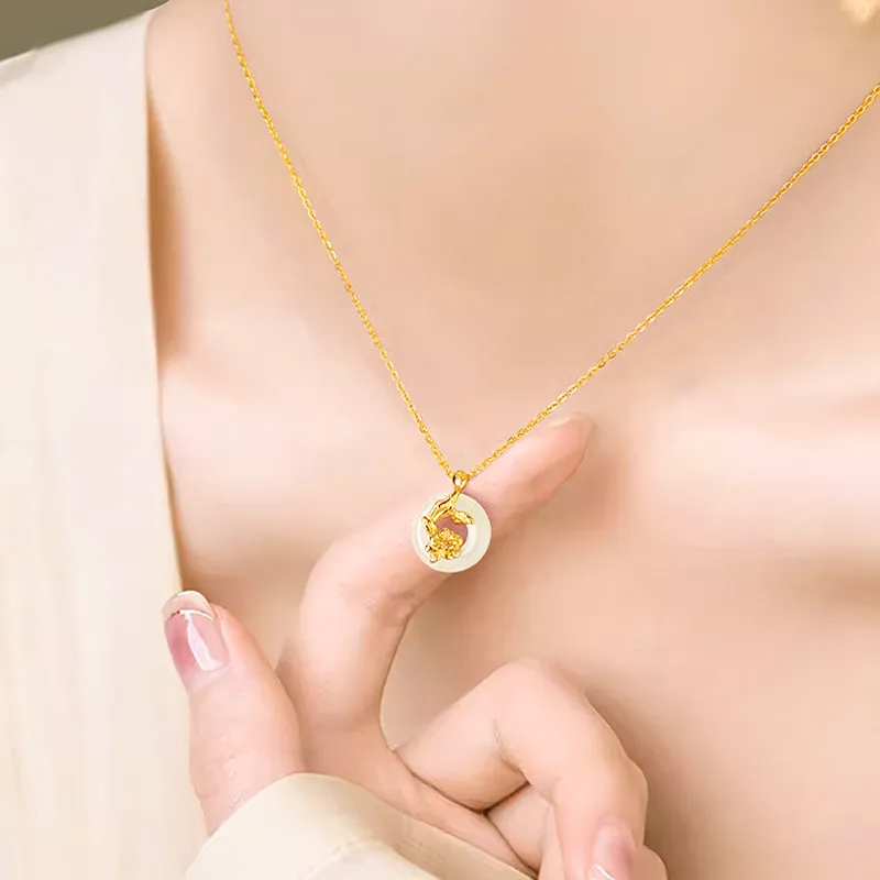 FUJA Necklaces Pale Greenish White Jade Women's-1