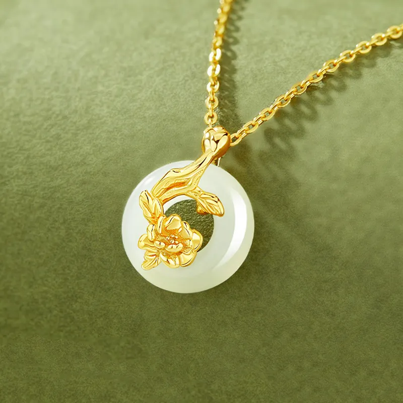 FUJA Necklaces Pale Greenish White Jade Women's-4