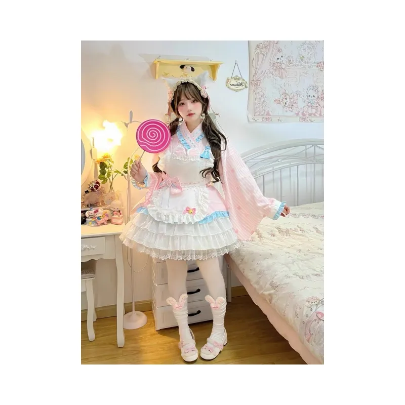 OUTDOORPRINCE Lolita Fashion Women's Pink White-4
