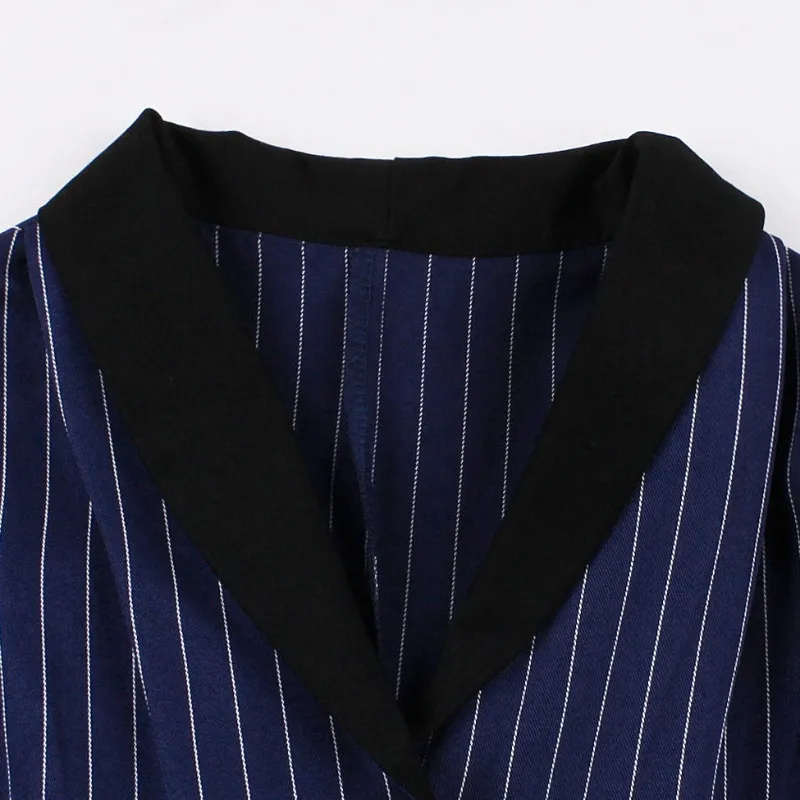 OUTDOORPRINCE Long Sleeved Dress Women's Dark Blue White Stripes-2