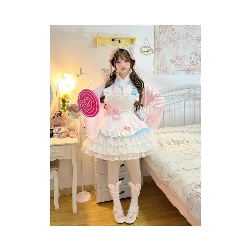 OUTDOORPRINCE Lolita Fashion Women's Pink White-3