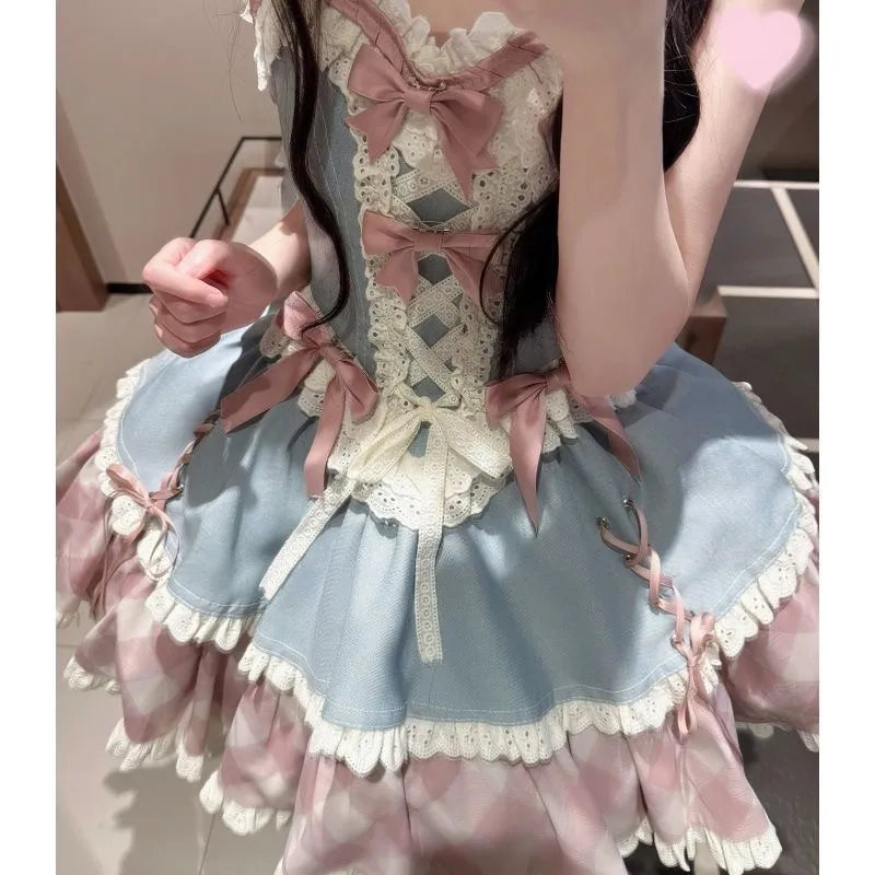 OUTDOORPRINCE Lolita Fashion Women's Blue&Pink Set-2