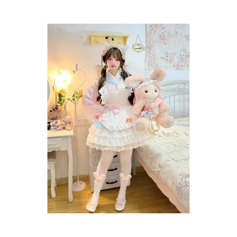 OUTDOORPRINCE Lolita Fashion Women's Pink White-2