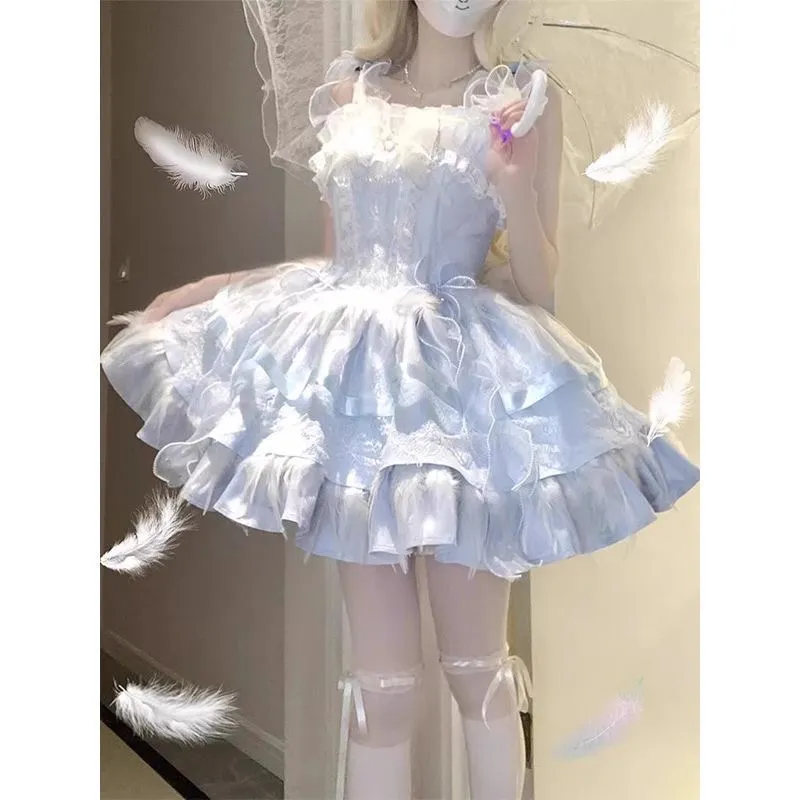 OUTDOORPRINCE Lolita Fashion Women's Blue White-4