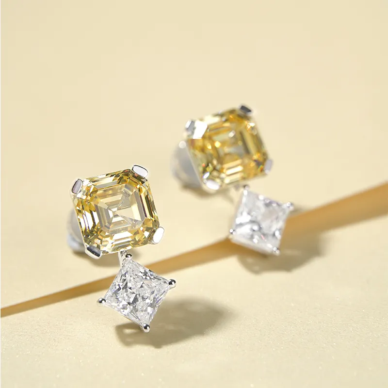 FUNNXI Rhodium Plated S925 Silver Gold Stud Earrings Women's-1